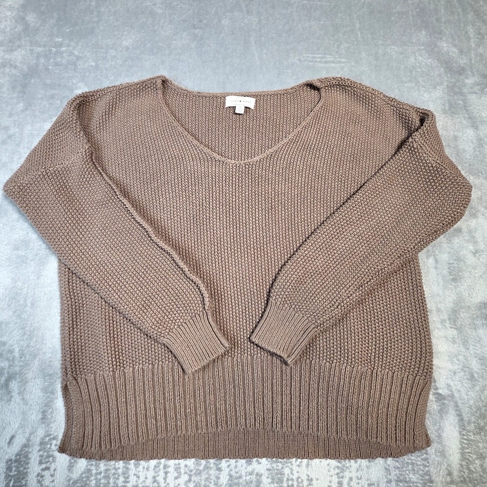 Lucky Brand V-neck knit sweater brown size small‎